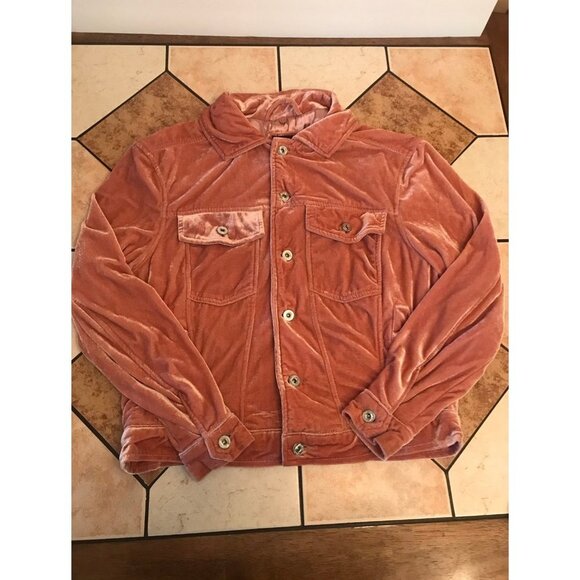 Me Jane ladies Light pink soft Velvet button up sweater jacket S Barbie cute Y2K - Picture 1 of 10